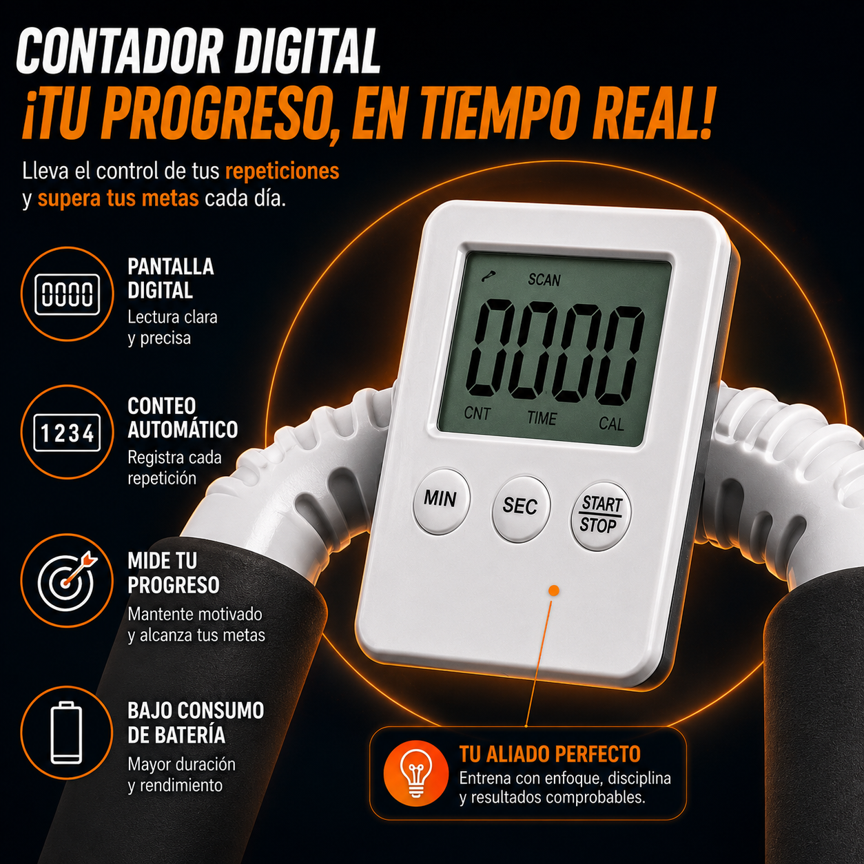 Rodillo Abdominal Pro 4 en 1 con Rebote Automático y Contador Digital